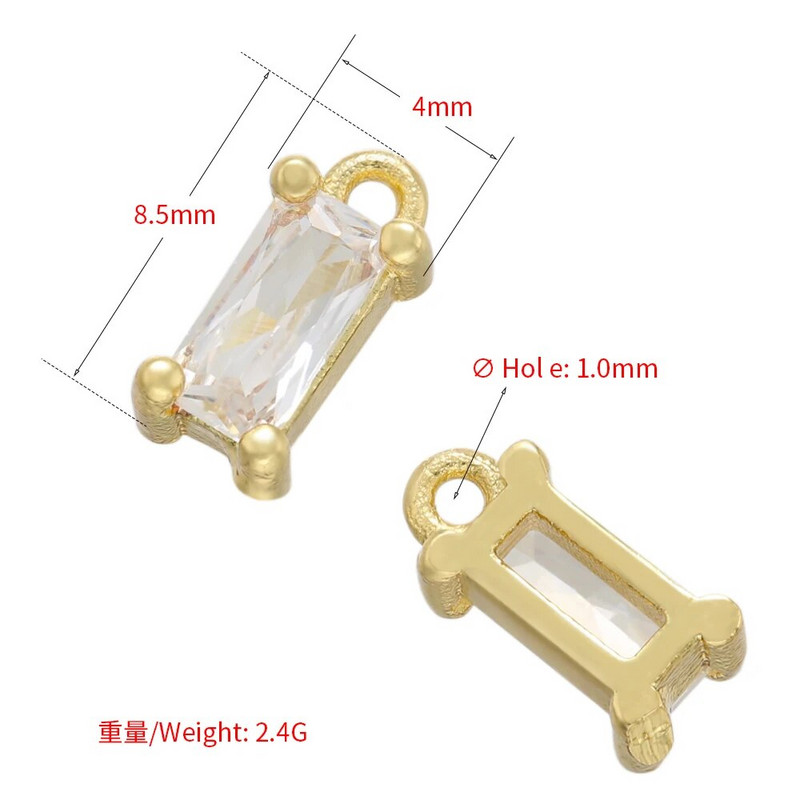 ZHUKOU 2τμχ/σετ χρυσό χρώμα Ορθογώνιο κρυστάλλινα γούρια για DIY Χειροποίητα Σκουλαρίκια Κοσμήματα Κρεμαστό Αξεσουάρ Χονδρική VD902
