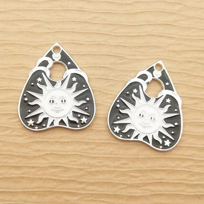 10 τμχ Σμάλτο Sun Moon Cat Charm για προμήθειες κατασκευής κοσμημάτων Μαζικό γοτθικό σκουλαρίκι κολιέ Κρεμαστό Ghost Witch Charms Crafts Metal