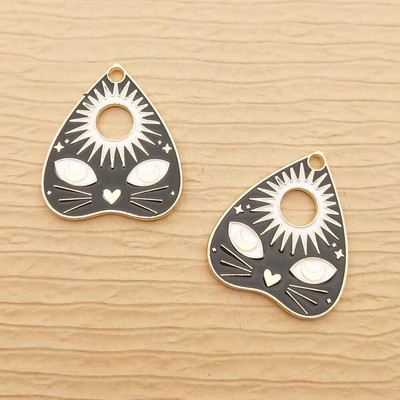 10 τμχ Σμάλτο Sun Moon Cat Charm για προμήθειες κατασκευής κοσμημάτων Μαζικό γοτθικό σκουλαρίκι κολιέ Κρεμαστό Ghost Witch Charms Crafts Metal