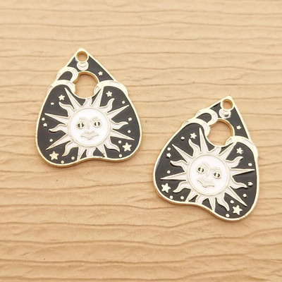 10 τμχ Σμάλτο Sun Moon Cat Charm για προμήθειες κατασκευής κοσμημάτων Μαζικό γοτθικό σκουλαρίκι κολιέ Κρεμαστό Ghost Witch Charms Crafts Metal