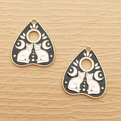 10 τμχ Σμάλτο Sun Moon Cat Charm για προμήθειες κατασκευής κοσμημάτων Μαζικό γοτθικό σκουλαρίκι κολιέ Κρεμαστό Ghost Witch Charms Crafts Metal