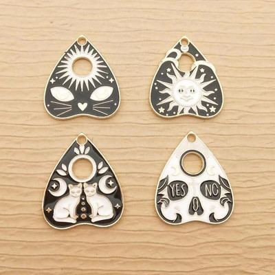 10 τμχ Σμάλτο Sun Moon Cat Charm για προμήθειες κατασκευής κοσμημάτων Μαζικό γοτθικό σκουλαρίκι κολιέ Κρεμαστό Ghost Witch Charms Crafts Metal