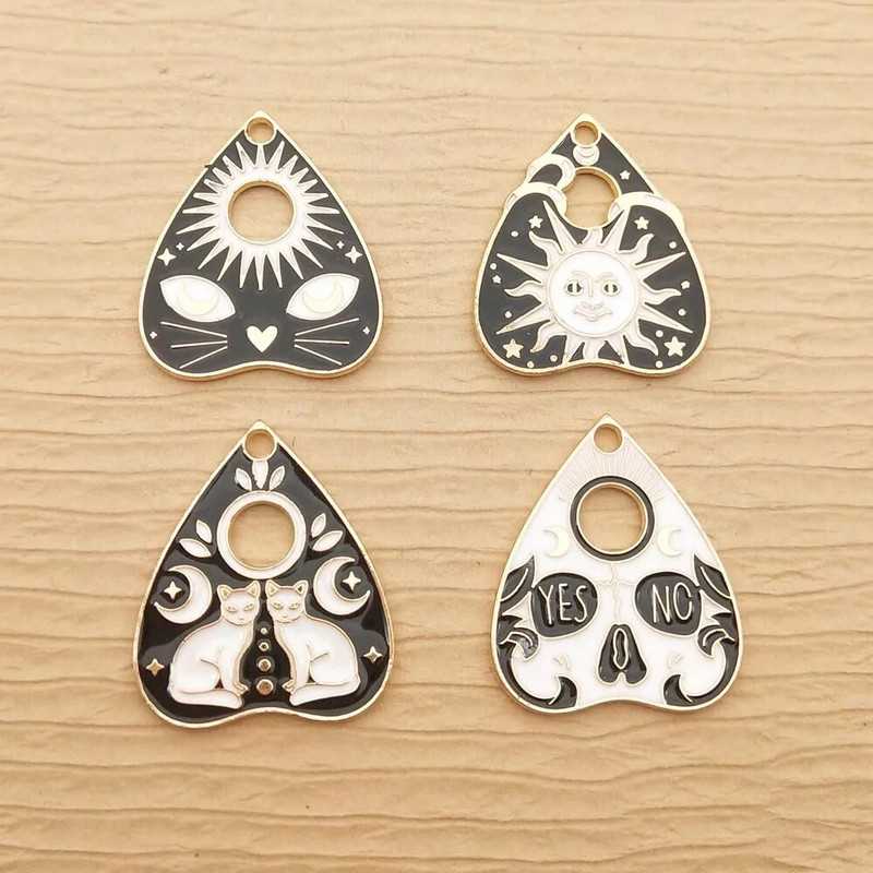 10 τμχ Σμάλτο Sun Moon Cat Charm για προμήθειες κατασκευής κοσμημάτων Μαζικό γοτθικό σκουλαρίκι κολιέ Κρεμαστό Ghost Witch Charms Crafts Metal