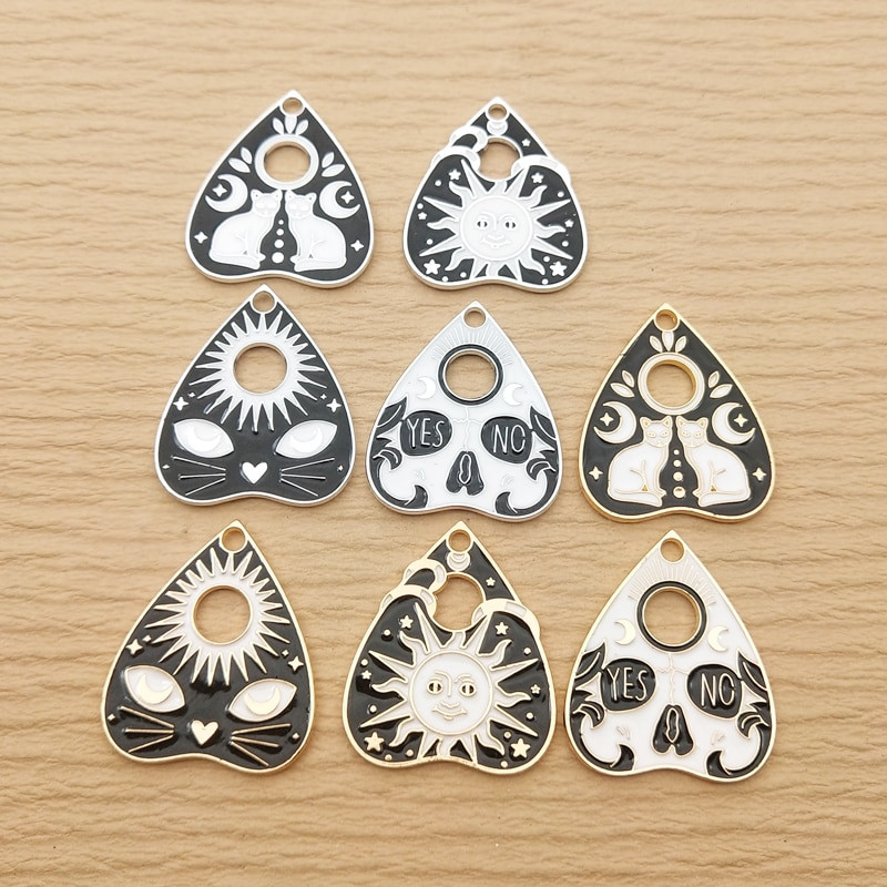 10 τμχ Σμάλτο Sun Moon Cat Charm για προμήθειες κατασκευής κοσμημάτων Μαζικό γοτθικό σκουλαρίκι κολιέ Κρεμαστό Ghost Witch Charms Crafts Metal