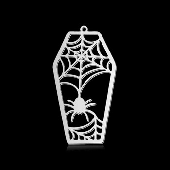 5 τμχ/παρτίδα από ανοξείδωτο ατσάλι γεωμετρικό μινιμαλιστικό αποκριάτικο σκουλαρίκι DIY Κρεμαστό γοητεία Χονδρική πώληση Ghost Witch Besom Bat Jewelry Skull