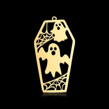 5 τμχ/παρτίδα από ανοξείδωτο ατσάλι γεωμετρικό μινιμαλιστικό αποκριάτικο σκουλαρίκι DIY Κρεμαστό γοητεία Χονδρική πώληση Ghost Witch Besom Bat Jewelry Skull