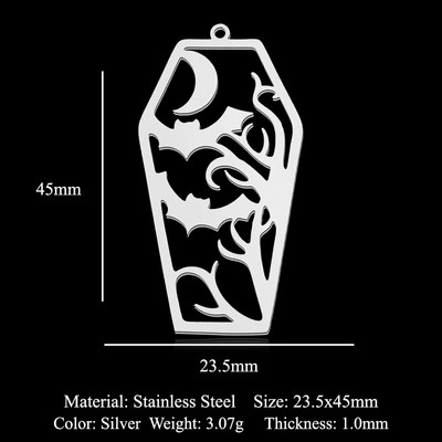 5 vnt./stal. Nerūdijančio plieno geometrinis minimalistinis Helovinas „pasidaryk pats“ auskarai, pakabukai, papuošalai, didmeninė prekyba vaiduoklio raganos šlepetės šikšnosparnių papuošalų kaukolė