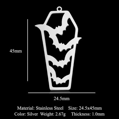 5 vnt./stal. Nerūdijančio plieno geometrinis minimalistinis Helovinas „pasidaryk pats“ auskarai, pakabukai, papuošalai, didmeninė prekyba vaiduoklio raganos šlepetės šikšnosparnių papuošalų kaukolė