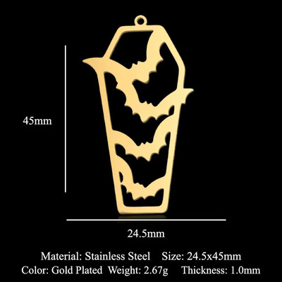 5 vnt./stal. Nerūdijančio plieno geometrinis minimalistinis Helovinas „pasidaryk pats“ auskarai, pakabukai, papuošalai, didmeninė prekyba vaiduoklio raganos šlepetės šikšnosparnių papuošalų kaukolė