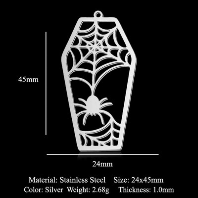 5 vnt./stal. Nerūdijančio plieno geometrinis minimalistinis Helovinas „pasidaryk pats“ auskarai, pakabukai, papuošalai, didmeninė prekyba vaiduoklio raganos šlepetės šikšnosparnių papuošalų kaukolė