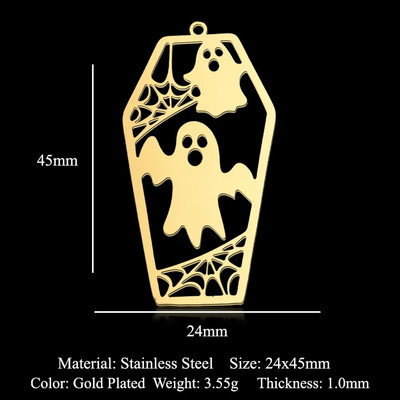 5 vnt./stal. Nerūdijančio plieno geometrinis minimalistinis Helovinas „pasidaryk pats“ auskarai, pakabukai, papuošalai, didmeninė prekyba vaiduoklio raganos šlepetės šikšnosparnių papuošalų kaukolė