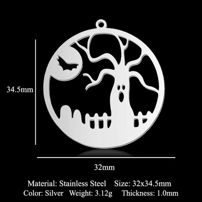 5 vnt./stal. Nerūdijančio plieno geometrinis minimalistinis Helovinas „pasidaryk pats“ auskarai, pakabukai, papuošalai, didmeninė prekyba vaiduoklio raganos šlepetės šikšnosparnių papuošalų kaukolė