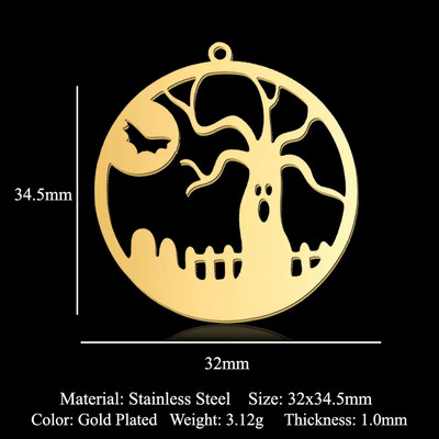 5 vnt./stal. Nerūdijančio plieno geometrinis minimalistinis Helovinas „pasidaryk pats“ auskarai, pakabukai, papuošalai, didmeninė prekyba vaiduoklio raganos šlepetės šikšnosparnių papuošalų kaukolė