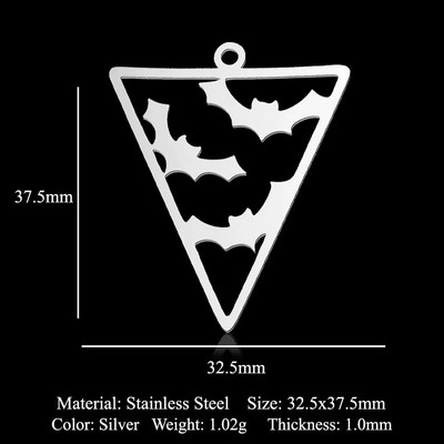 5 vnt./stal. Nerūdijančio plieno geometrinis minimalistinis Helovinas „pasidaryk pats“ auskarai, pakabukai, papuošalai, didmeninė prekyba vaiduoklio raganos šlepetės šikšnosparnių papuošalų kaukolė