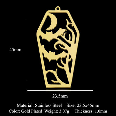 5 vnt./stal. Nerūdijančio plieno geometrinis minimalistinis Helovinas „pasidaryk pats“ auskarai, pakabukai, papuošalai, didmeninė prekyba vaiduoklio raganos šlepetės šikšnosparnių papuošalų kaukolė