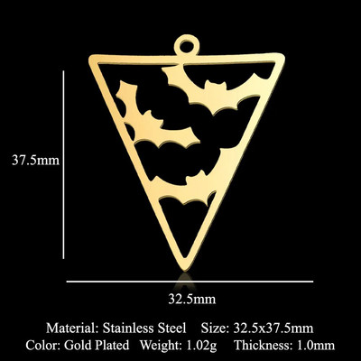 5 vnt./stal. Nerūdijančio plieno geometrinis minimalistinis Helovinas „pasidaryk pats“ auskarai, pakabukai, papuošalai, didmeninė prekyba vaiduoklio raganos šlepetės šikšnosparnių papuošalų kaukolė