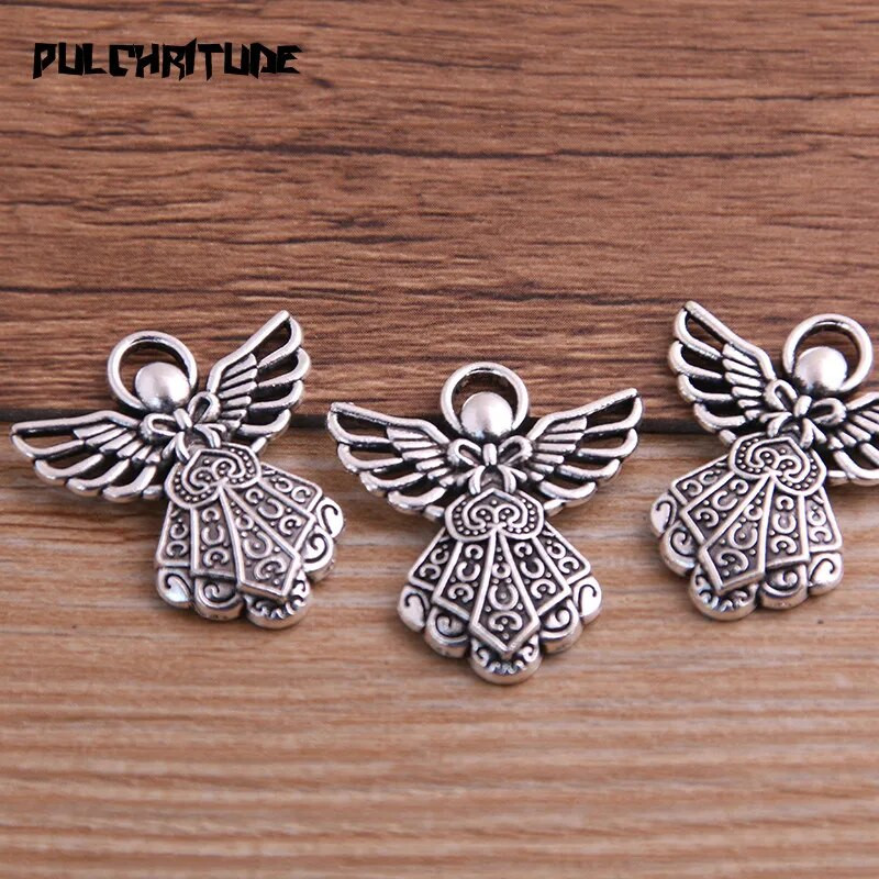10 komada 23*26 mm Dvobojni privjesci za djevojčice od metalne legure Anđeoski privjesci za izradu nakita DIY ručni obrt