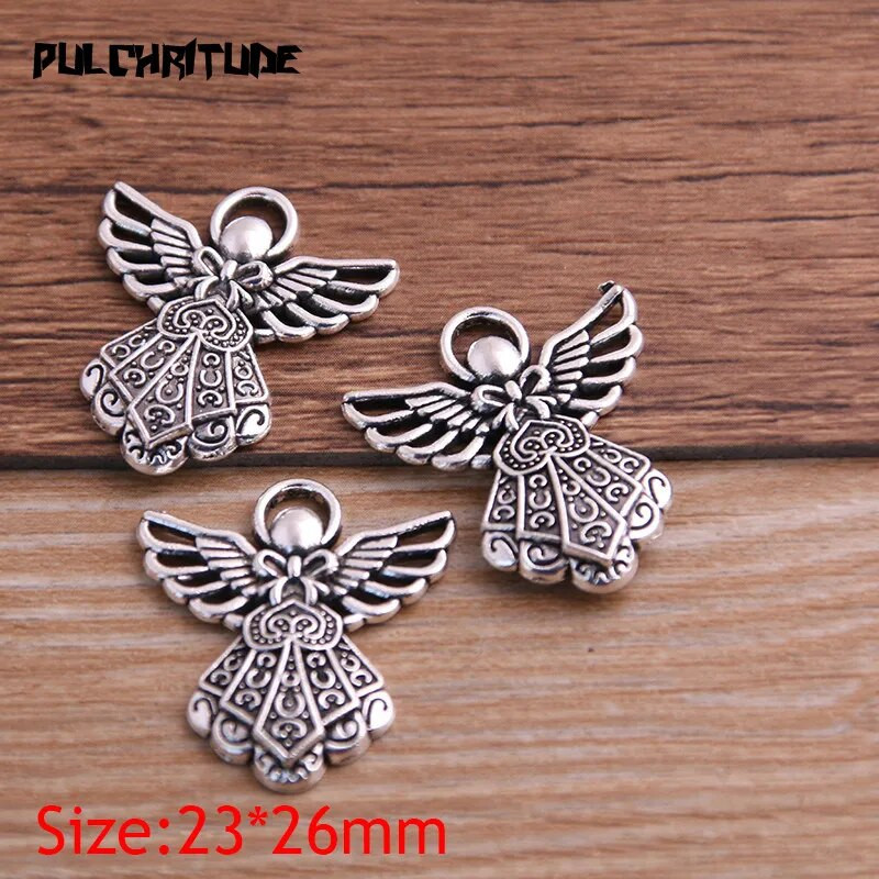 10 komada 23*26 mm Dvobojni privjesci za djevojčice od metalne legure Anđeoski privjesci za izradu nakita DIY ručni obrt