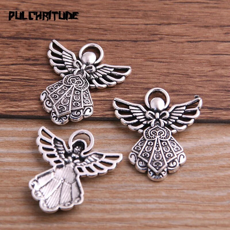 10 komada 23*26 mm Dvobojni privjesci za djevojčice od metalne legure Anđeoski privjesci za izradu nakita DIY ručni obrt
