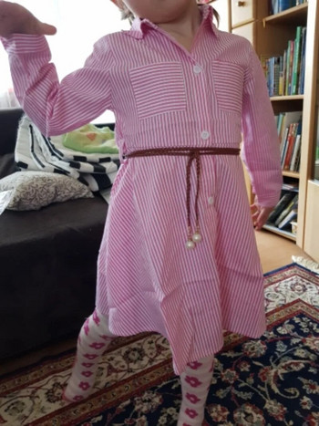 Рокля за момиче Пролет Есен Райе Детски дрехи Мода за малки деца Памучно облекло с дълъг ръкав Детска рокля Обикновен стил