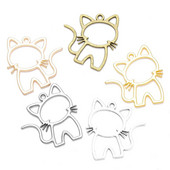 15τμχ Κράμα ψευδαργύρου Filigree Stamping Pendants cat Hollow Metal Charms DIY κολιέ σκουλαρίκια Αξεσουάρ κοσμημάτων 27mmx25mm