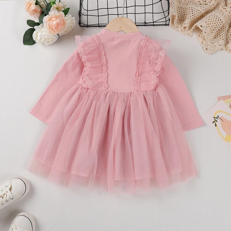 Melario Haljine za djevojčice Odjeća 2023. Proljeće i jesen Nova modna haljina za djevojčice Čipkana haljina dugih rukava Vestidos Mrežasta tutu haljina princeze