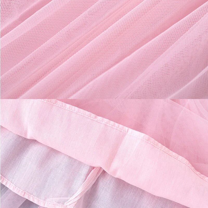 Humor Medvjed Haljina za djevojčice Proljeće Jesen Dječja odjeća dugih rukava Princeza s printom crtića Slatka mrežasta pređa