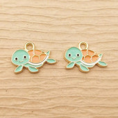 10 vnt. Emalio jūros vėžlio žavesys papuošalų kūrimo reikmenims Masinis gyvūnas, mielas karoliai, pakabukas, telefono auskarai, papuošalai, pasidaryk pats