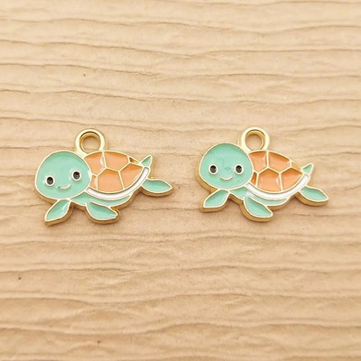 10 vnt. Emalio jūros vėžlio žavesys papuošalų kūrimo reikmenims Masinis gyvūnas, mielas karoliai, pakabukas, telefono auskarai, papuošalai, pasidaryk pats