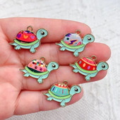 10 komada Kawaii ispisa Metalne kornjače Legure Privjesci Slatke životinje Naušnice Privjesak za trend nakit Narukvica Viseći