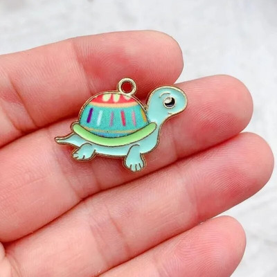 10 komada Kawaii ispisa Metalne kornjače Legure Privjesci Slatke životinje Naušnice Privjesak za trend nakit Narukvica Viseći