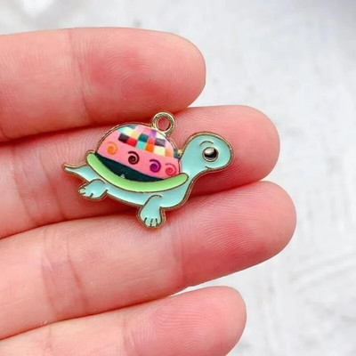 10 komada Kawaii ispisa Metalne kornjače Legure Privjesci Slatke životinje Naušnice Privjesak za trend nakit Narukvica Viseći