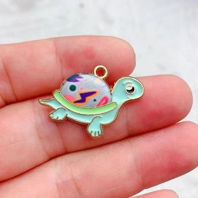 10 komada Kawaii ispisa Metalne kornjače Legure Privjesci Slatke životinje Naušnice Privjesak za trend nakit Narukvica Viseći