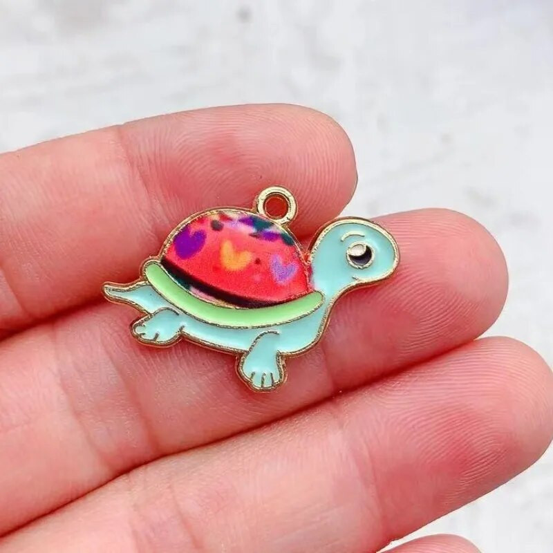 10 komada Kawaii ispisa Metalne kornjače Legure Privjesci Slatke životinje Naušnice Privjesak za trend nakit Narukvica Viseći