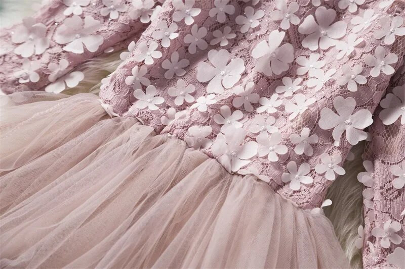 Elegantna modna odjeća za djevojčice Jesen Zima Čipkana haljina dugih rukava Dječje haljine za djevojčice Princeza Ležerna odjeća Novogodišnja odjeća 3-8 godina