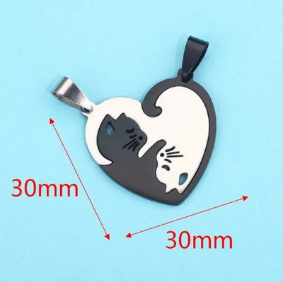 1kom od nehrđajućeg čelika Slatka ljupka šarm mačka Ogrlica Ljubavnica Djevojka Poklon set Valentinovo za žene Nakit Upareni privjesak