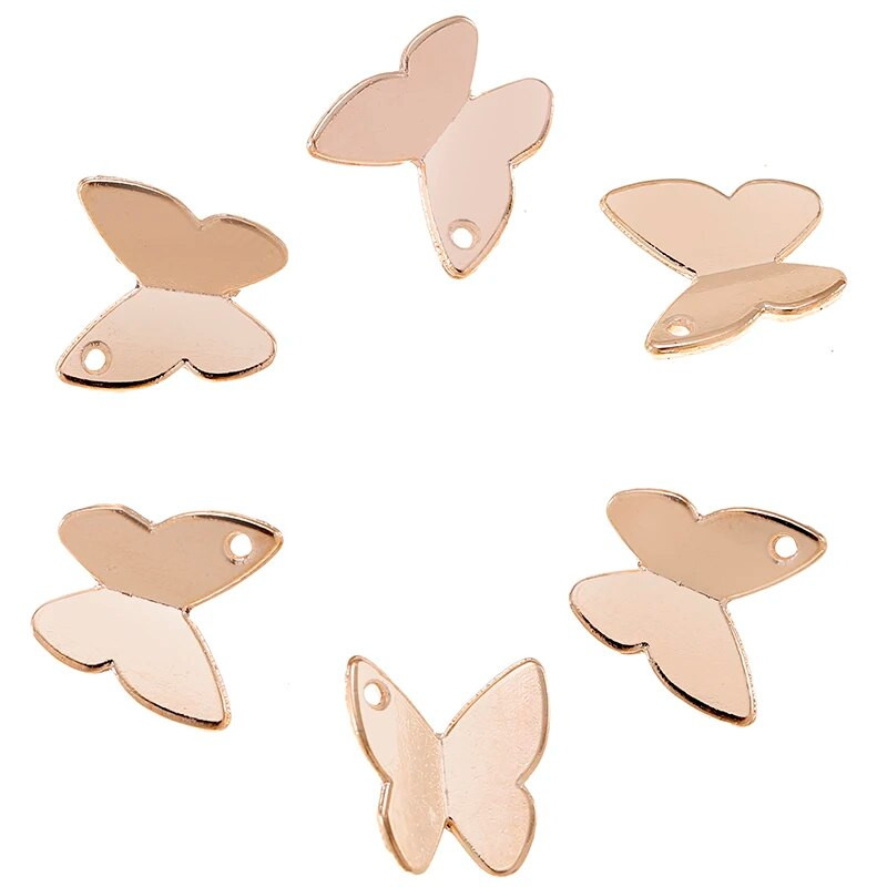 40 ΤΕΜ 10*10mm 6 Χρώμα Χονδρικό ζώο Γούρια από κράμα μετάλλων μενταγιόν πεταλούδας για DIY Χειροποίητα Αξεσουάρ κοσμημάτων Κατασκευή