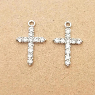 10 τμχ Σταυρός γούρι για προμήθειες κατασκευής κοσμημάτων Κρεμαστό μαργαριτάρι κρυστάλλινο σκουλαρίκι βραχιόλι κολιέ αξεσουάρ επίχρυσο