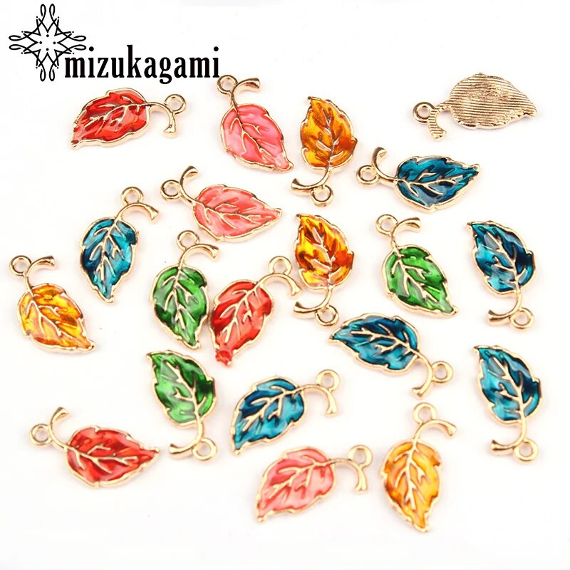 20*10mm 10τμχ/παρτίδα Κράμα ψευδαργύρου Drop Oil Leaves Shape Charms Κρεμαστό για DIY κοσμήματα σκουλαρίκια αξεσουάρ