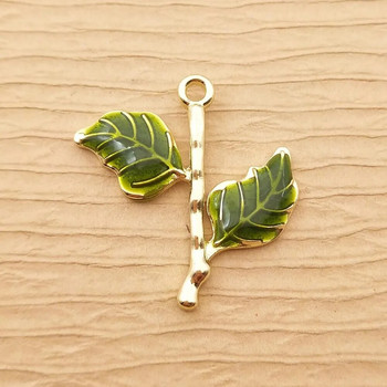 10 бр. Branch Leaf Charm за изработка на бижута Емайлирана обеца Висулка Колие Гривна Аксесоари Направи си сам Занаятчийски консумативи Позлатени