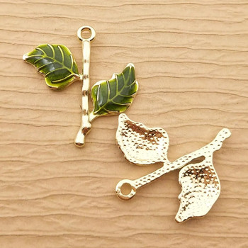10 бр. Branch Leaf Charm за изработка на бижута Емайлирана обеца Висулка Колие Гривна Аксесоари Направи си сам Занаятчийски консумативи Позлатени