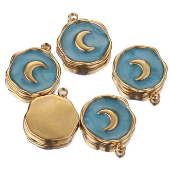 5 τμχ/παρτίδα Ανοξείδωτο ατσάλι σμάλτο Moon Love Medal Heart Charms for DIY Earrings Κολιέ Κοσμήματα Κατασκευή Κρεμαστό Προμήθειες Χειροτεχνίες