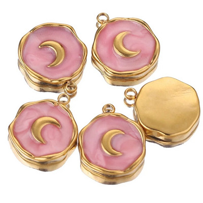 5 kom/lot Emajl od nehrđajućeg čelika Mjesečeva ljubavna medalja Srce privjesci za DIY Naušnice Ogrlica Izrada nakita Privjesak Potrepštine Rukotvorine