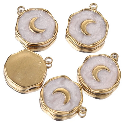 5 kom/lot Emajl od nehrđajućeg čelika Mjesečeva ljubavna medalja Srce privjesci za DIY Naušnice Ogrlica Izrada nakita Privjesak Potrepštine Rukotvorine