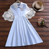 12–15-aastastele tüdrukutele Suvekleidid Magusad Värske stiiliga Printsess Seelik Puuvillane Kangas Multifilmi disain Põhikooliõpilased