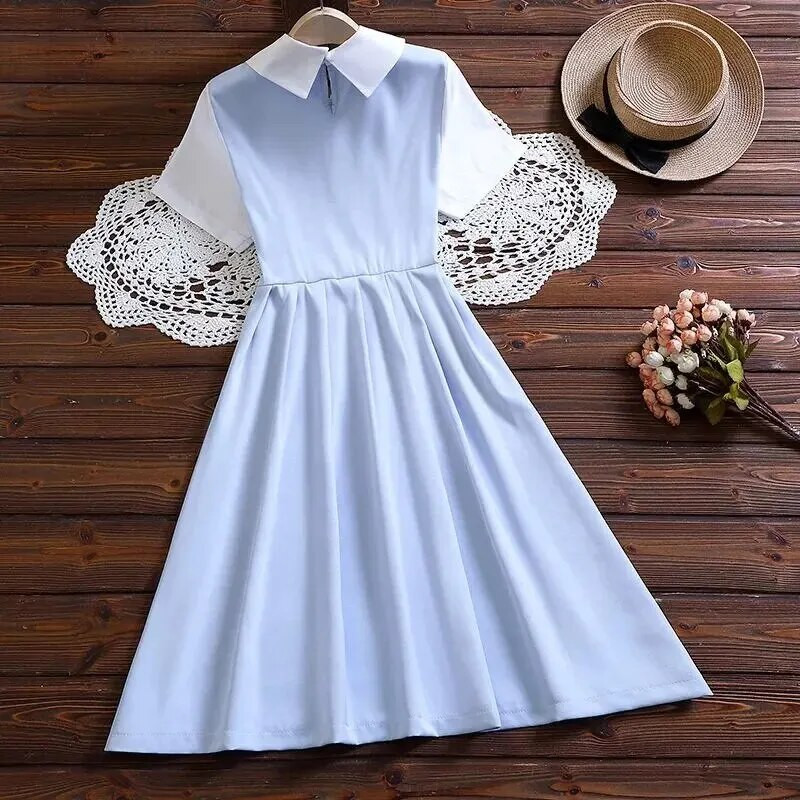 12–15-aastastele tüdrukutele Suvekleidid Magusad Värske stiiliga Printsess Seelik Puuvillane Kangas Multifilmi disain Põhikooliõpilased