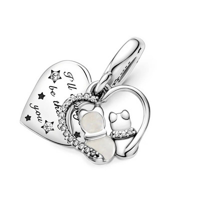 НОВО Angel Mom Family Love Heart серия Мъниста Подходящи оригинални талисмани Гривни Жени Направи си сам Бижута Подарък