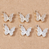 10vnt 15x15mm Mieli krištoliniai drugelių pakabukai papuošalams gaminti iš lydinio gyvūnų pakabukai, skirti pasidaryk pats, karoliai, auskarai, dovanos