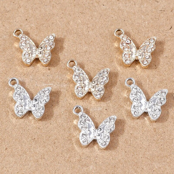 10 бр. 15x15 мм сладки кристални талисмани с пеперуди за изработка на бижута Талисмани от сплав на животни Висулки за Направи си сам Колиета Обеци Подаръци