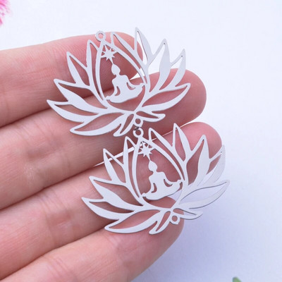 6 tk 38 * 25 mm messingist kullavärvi Lotus Charms messingist ehete tarvikute tarnija